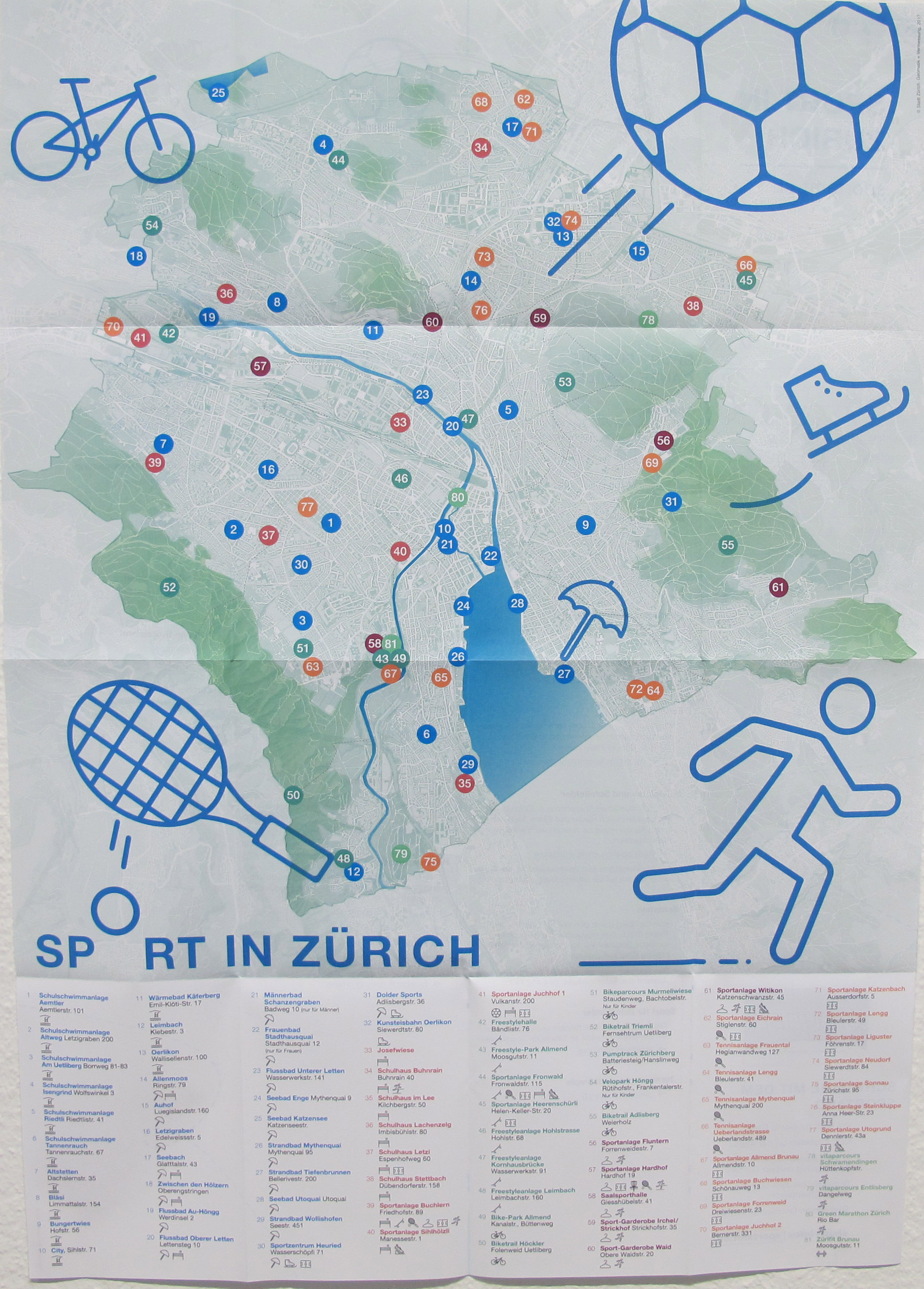 Karte Sport in Zürich - Stadt Zürich